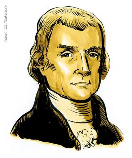 Sepia Aquarell Porträt von Thomas Jefferson — 3e Président — 1743–1826 · Sébastien Rieu