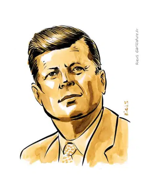 Sepia Aquarell Porträt von John F. Kennedy — 35e Président — 1917–1963 · Sébastien Rieu