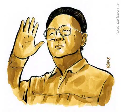 Sepia Aquarell Porträt von Kim Il-sung — Président — 1912–1994 · Sébastien Rieu