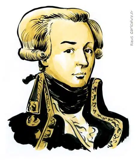Sepia Aquarell Porträt von Marie-Joseph Motier, Marquis de La Fayette — Général — 1757–1834 · Sébastien Rieu