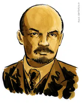 Sepia-Aquarellporträt von Lenin — Revolutionär — 1870–1924 · Sébastien Rieu