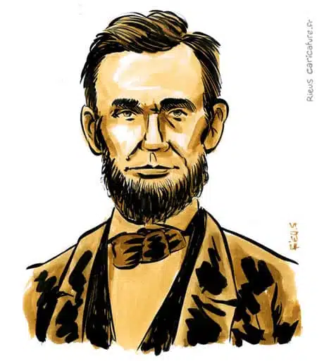 Sepia Aquarell Porträt von Abraham Lincoln — 16e Président — 1809–1865 · Sébastien Rieu