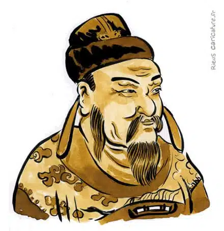 Sepia Aquarell Porträt von Liu Bang — Fondateur des Han — 256–195 av. J.-C. · Sébastien Rieu