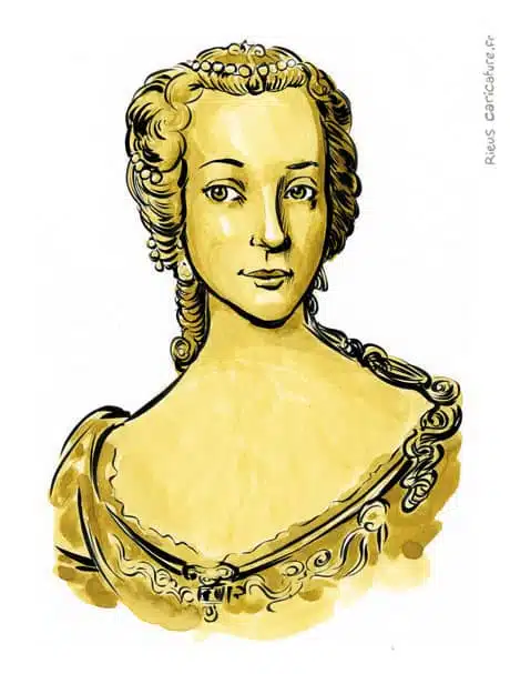 Sepia Aquarell Porträt von Marie-Thérèse — Impératrice — 1717–1780 · Sébastien Rieu