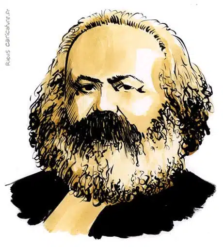 Sepia Aquarell Porträt von Karl Marx — Philosophe — 1818–1883 · Sébastien Rieu