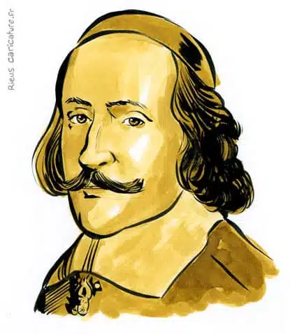 Sepia Aquarell Porträt von Jules Mazarin — Cardinal et ministre — 1602–1661 · Sébastien Rieu