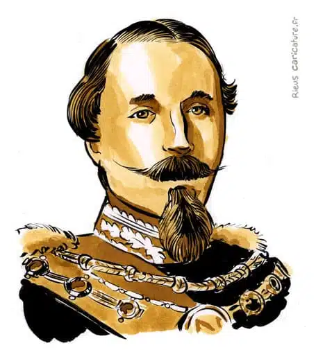 Sepia Aquarell Porträt von Napoléon III — Kaiser der Franzosen — 1808–1873 · Sébastien Rieu