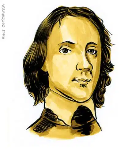 Sepia Aquarell Porträt von Oliver Cromwell — Lord Protecteur — 1599–1658 · Sébastien Rieu