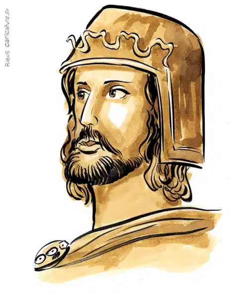Sepia Aquarell Porträt von Otto I. (HRR) — Empereur germanique — 912–973 · Sébastien Rieu