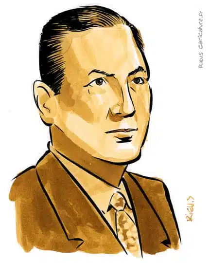 Sepia Aquarell Porträt von Juan Perón — Président d'Argentine — 1895–1974 · Sébastien Rieu
