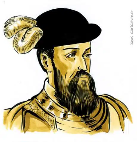 Sepia Aquarell Porträt von Francisco Pizarro — Conquistador — 1471–1541 · Sébastien Rieu