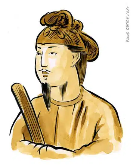 Sepia Aquarell Porträt von Prince Shōtoku — Régent — 574–622 · Sébastien Rieu