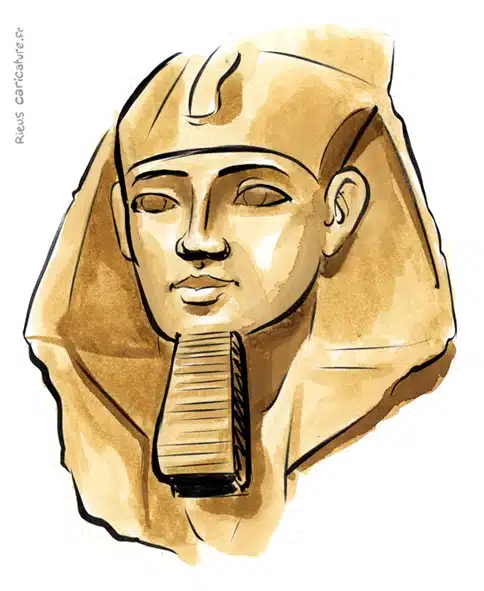 Sepia Aquarell Porträt von Ramsès II — Pharaon — ~1303–1213 av. J.-C. · Sébastien Rieu