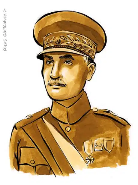 Sepia Aquarell Porträt von Reza Shah — Shah — 1878–1944 · Sébastien Rieu