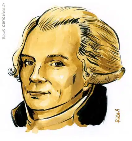 Sepia Aquarell Porträt von Maximilien de Robespierre — Révolutionnaire — 1758–1794 · Sébastien Rieu