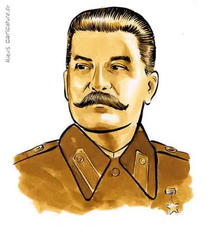Sepia Aquarell Porträt von Josef Stalin — Dictateur — 1878–1953 · Sébastien Rieu