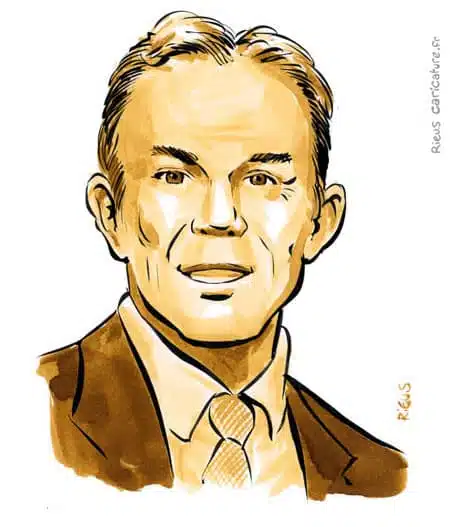 Sepia Aquarell Porträt von Tony Blair — Premier ministre — 1953– · Sébastien Rieu