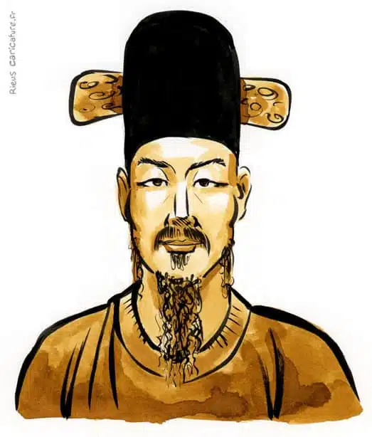 Sepia Aquarell Porträt von Yi Sun-sin — Amiral — 1545–1598 · Sébastien Rieu