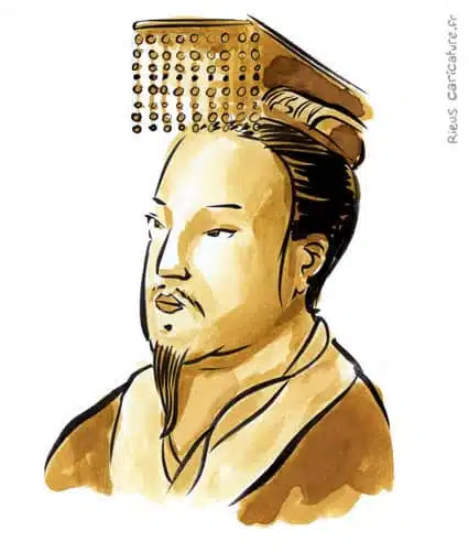 Sepia Aquarell Porträt von Yu le Grand — Fondateur dyn. Xia — ~2200 av. J.-C. · Sébastien Rieu